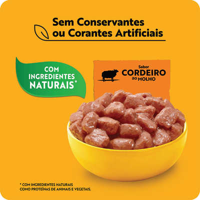 Ração Úmida Pedigree Sachê Cordeiro ao Molho para Cães Adultos de Raças Pequenas