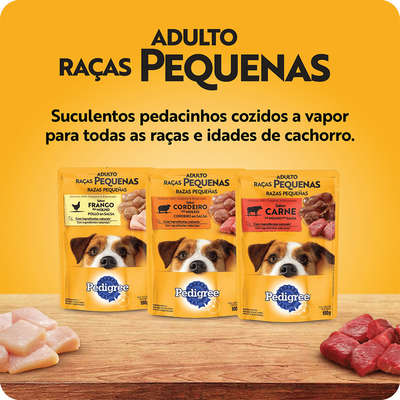 Ração Úmida Pedigree Sachê Cordeiro ao Molho para Cães Adultos de Raças Pequenas
